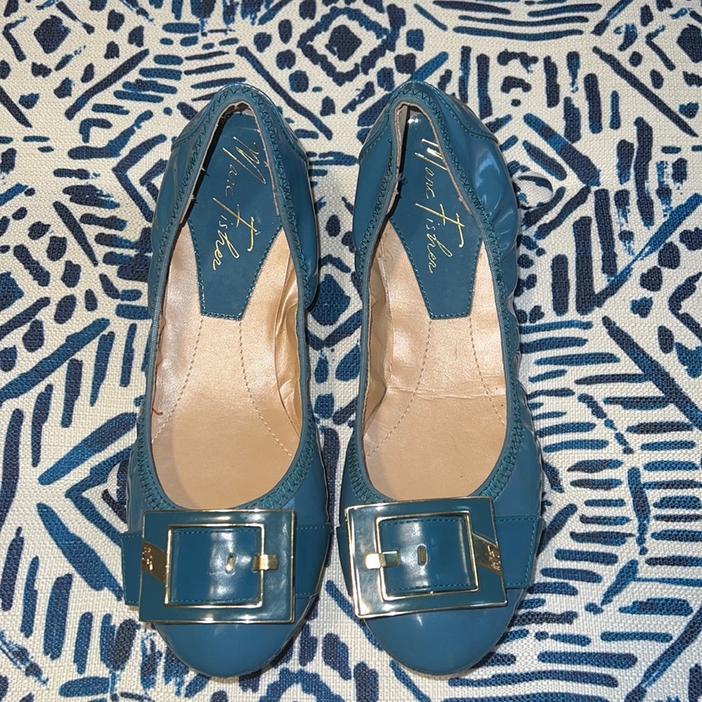 MARC FISHER the Merosa teal blue ballet flats